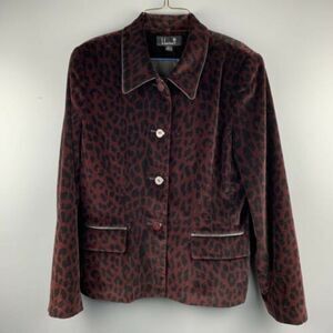 B. Bennett Burgundy Velvet Leopard Print Blazer size 10 - NEW